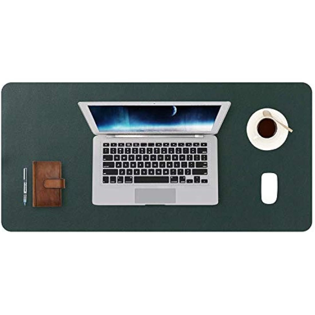 DOBAOJIA Large PU Leather Desk Pad – Waterproof Mouse Mat, Dark Green