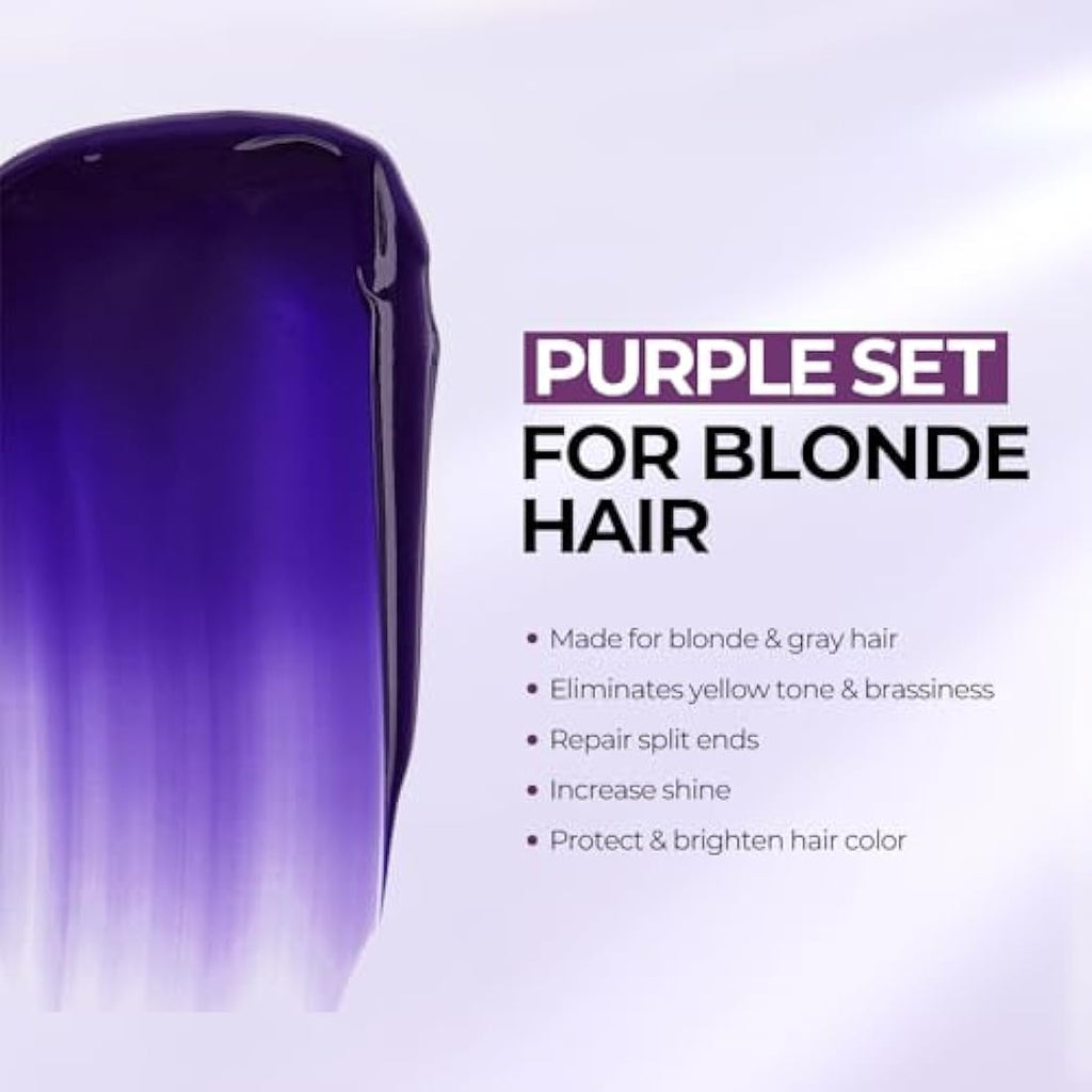 Karseell Purple Shampoo and Hair Mask Set for Blonde & Silver Hair