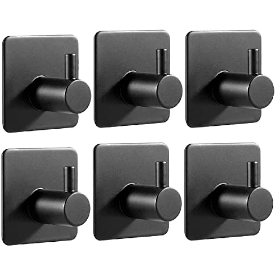 Adhesive Hooks – Black Stainless Steel Wall Hooks, 6-Pack