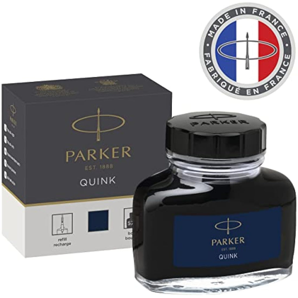 Parker QUINK Fountain Pen Ink Bottle – Blue-Black Refill, 57 ml