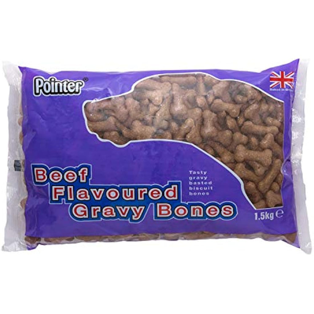 Pointer Beef Flavoured Gravy Bones – Oven Baked Dog Treats, 1.5kg