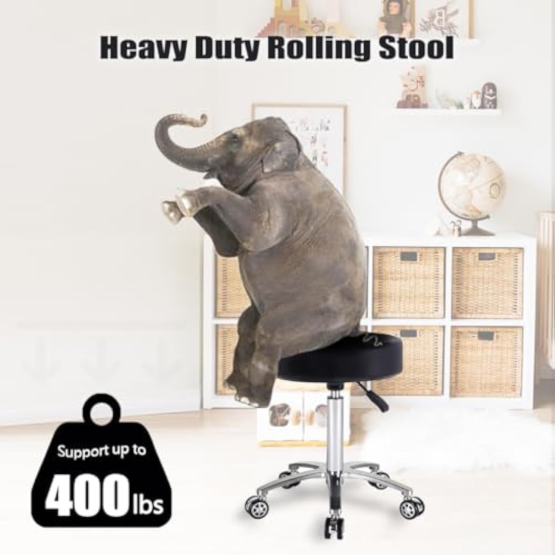 Antlu Rolling Massage Stool - Adjustable Swivel Salon Chair with Wheels
