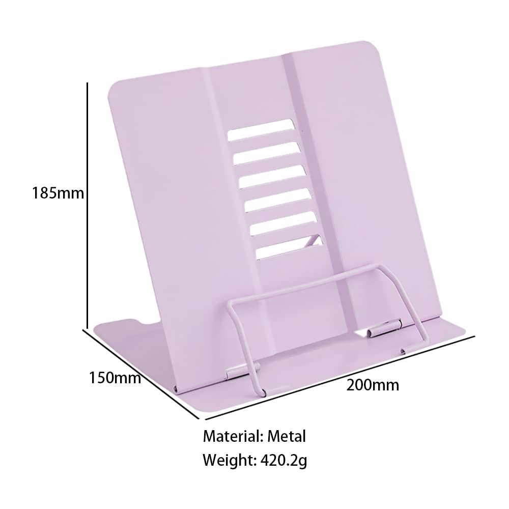 Book Stand, Multifunctional Metal Book Holder for Reading Purple - image 2
