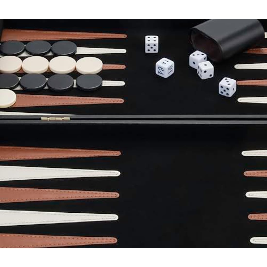Engelhart Deluxe 18" Backgammon Set – Brown & Ivory Faux Leather