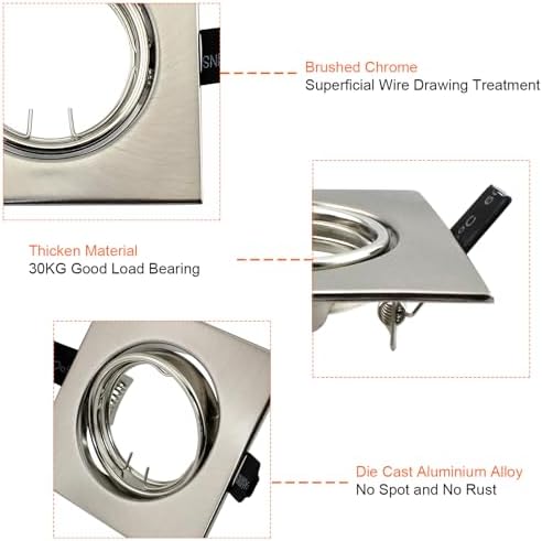 HiBay 10-Pack GU10 Recessed Downlights | Square Brushed Chrome Spotlights