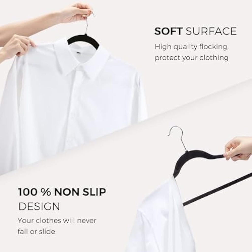 HOUSE DAY Black Velvet Hangers – 60 Pack Non-Slip Space Saving Suit Hangers