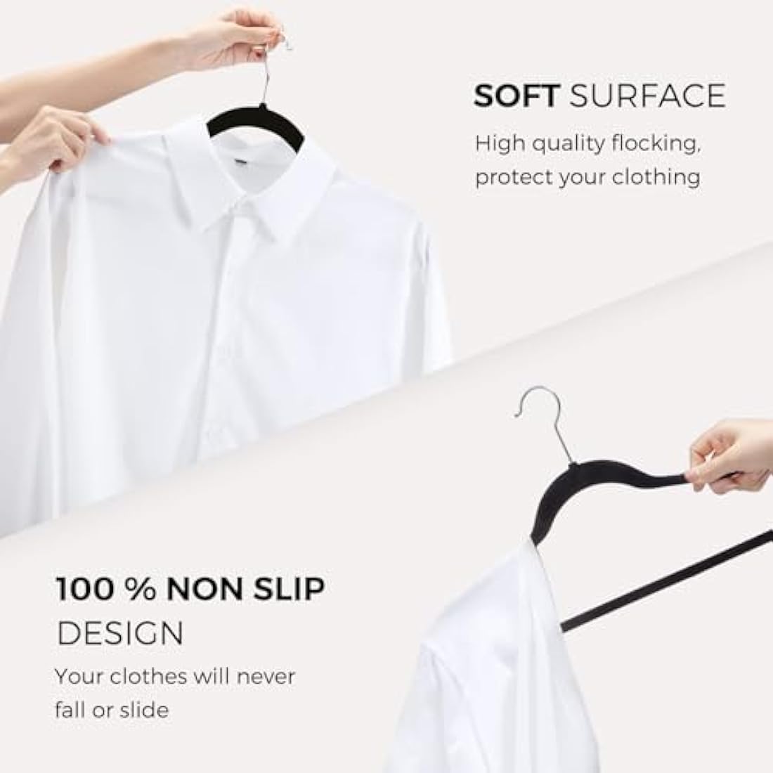 HOUSE DAY Black Velvet Hangers – 60 Pack Non-Slip Space Saving Suit Hangers
