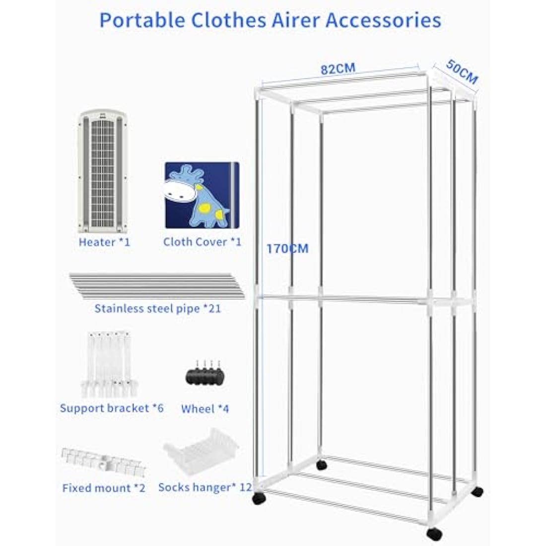 1500W Heated Clothes Airer – 2-Tier Foldable Anion Dryer