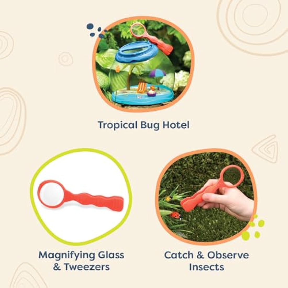 B. toys Tiki Retreat Bug Catcher Kit – 2pc Critter Cage with Magnifier