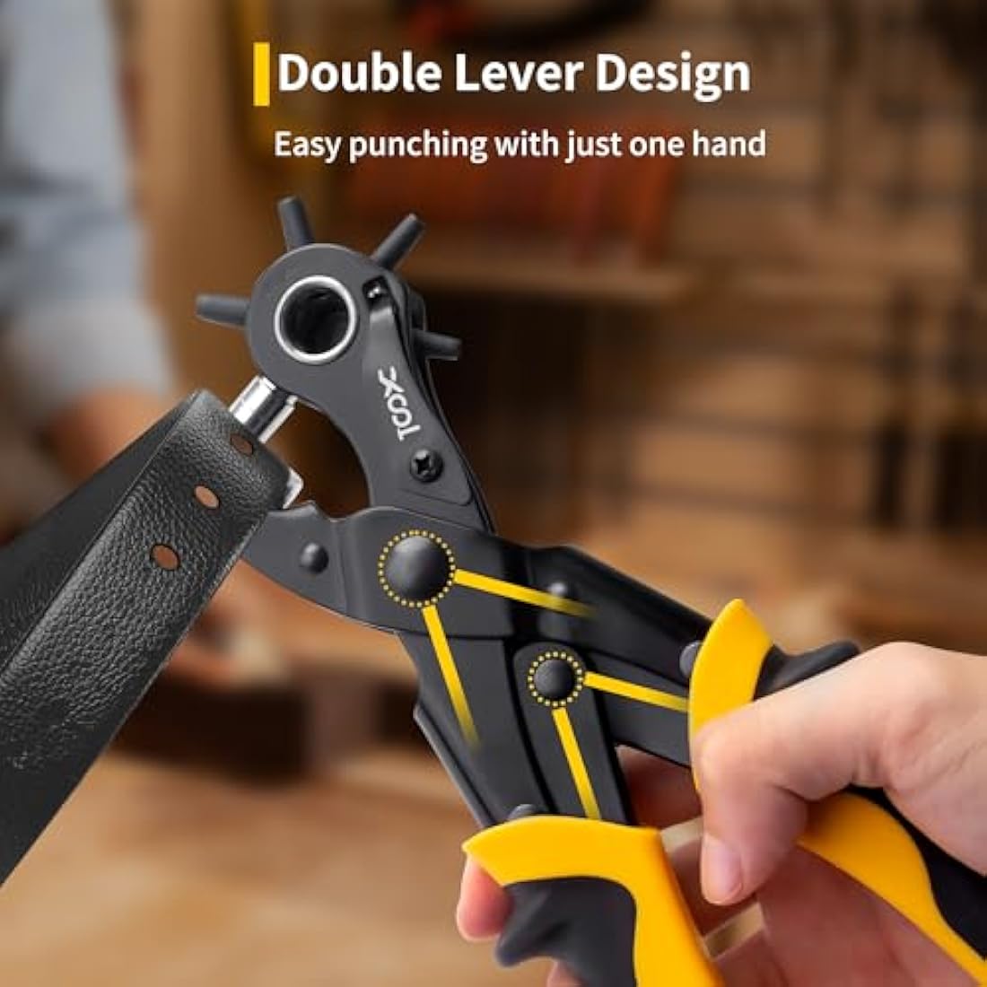 XOOL 2-in-1 Leather Hole Punch and Eyelet Pliers Kit with 200 Metal Eyelets