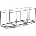 3-Slot Acrylic Makeup Brush Holder & Cosmetic Organizer