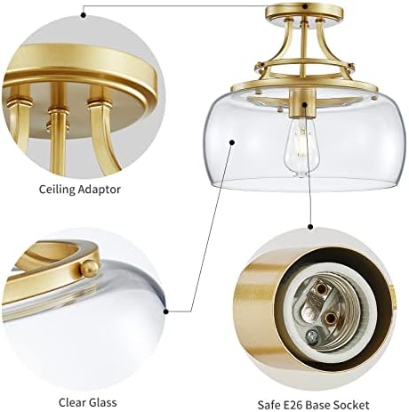 Wuzups Gold Industrial Farmhouse Chandelier | Round Glass Ceiling Light