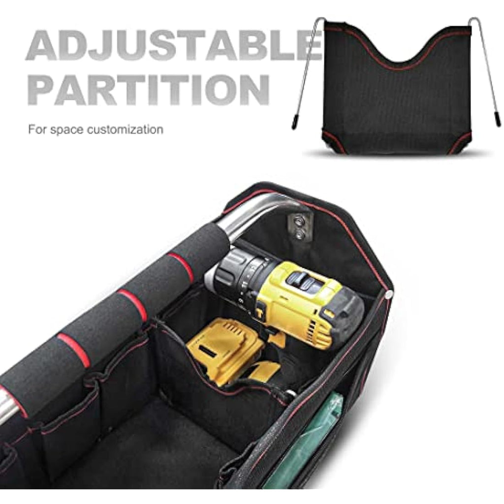HAUTMEC 18 Inch Foldable Tool Tote Bag | 27 Pockets & Molded Base