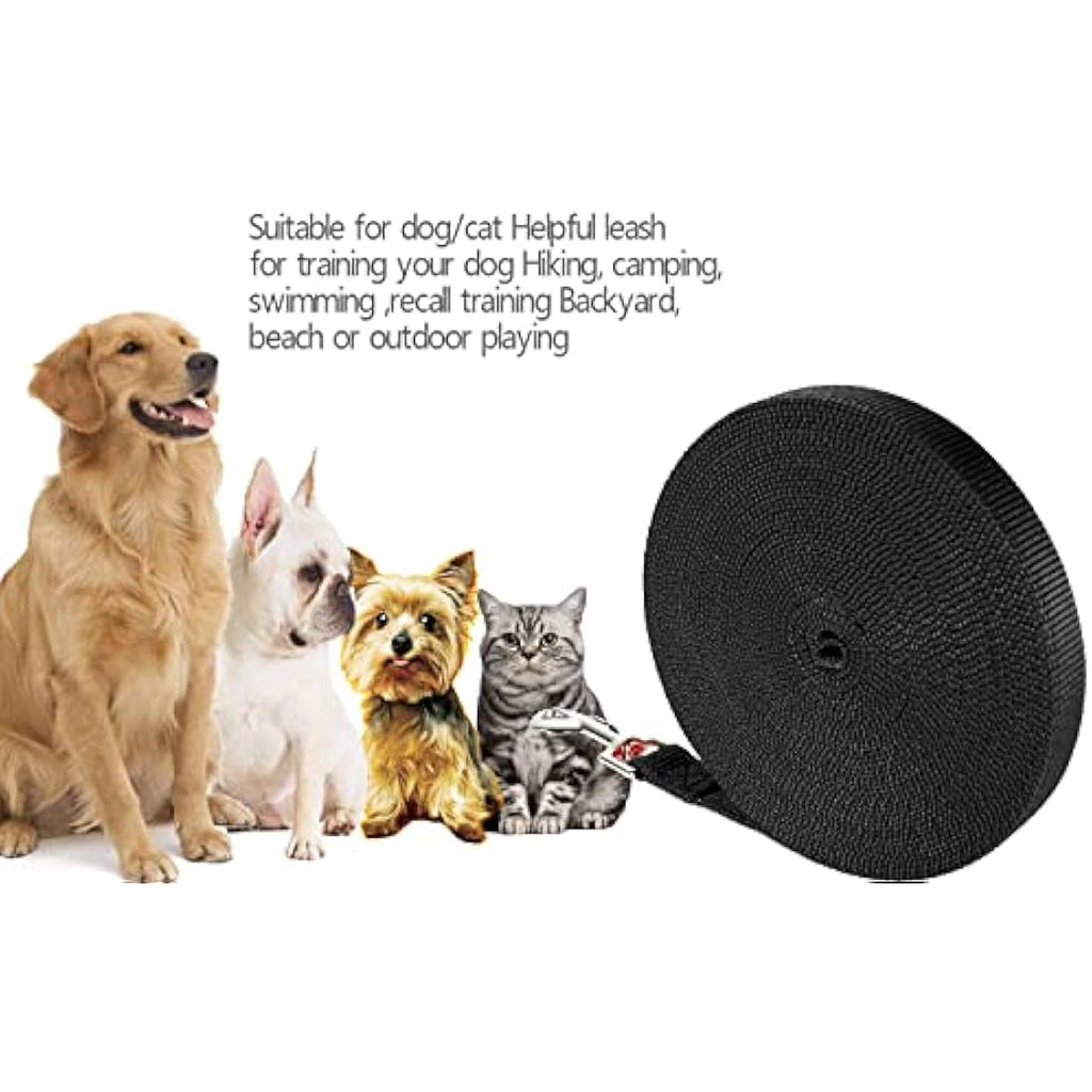 NavoX 20m Nylon Long Dog Training Lead – Black Recall Leash for Puppies