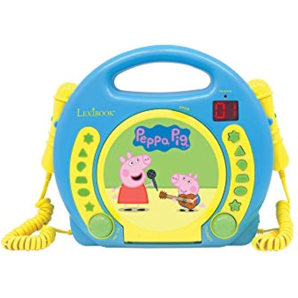 Lexibook Peppa Pig Portable CD Player with 2 Microphones – Blue/Yellow