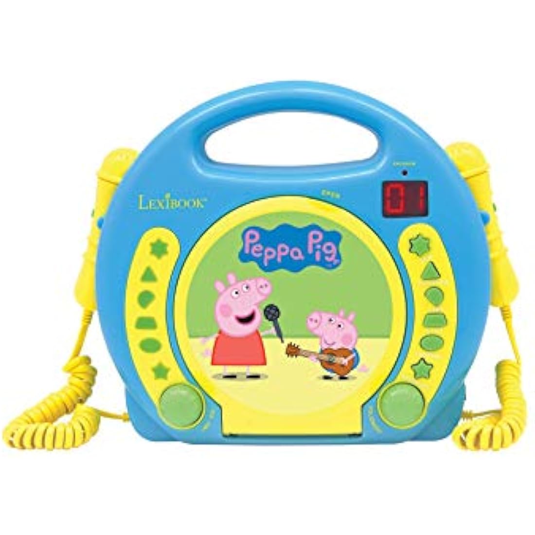 Lexibook Peppa Pig Portable CD Player with 2 Microphones – Blue/Yellow