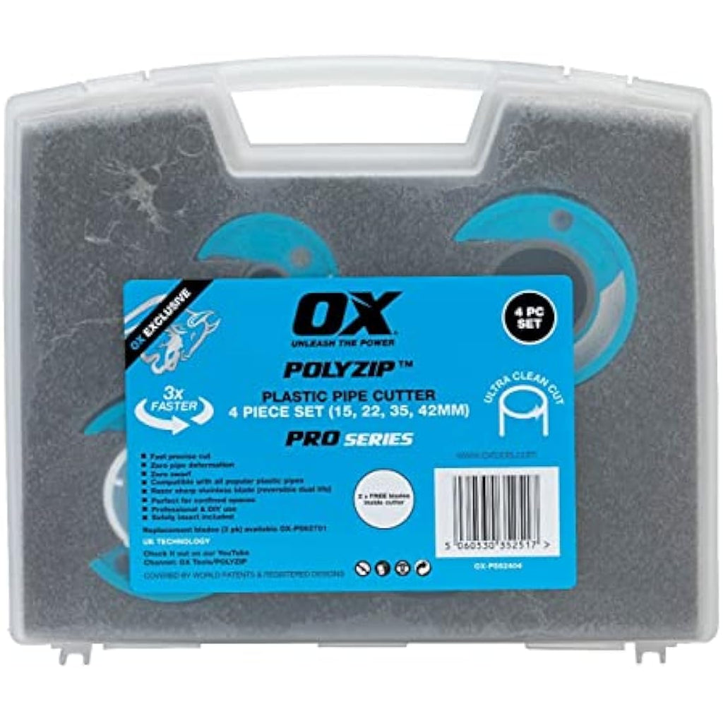 OX Pro PolyZip Pipe Cutter Set - 4 Piece Professional Plumbing Tools
