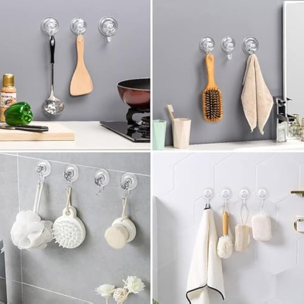 Jolof Store Heavy Duty Suction Hooks – Clear Reusable Vacuum Hangers, 2 Pack