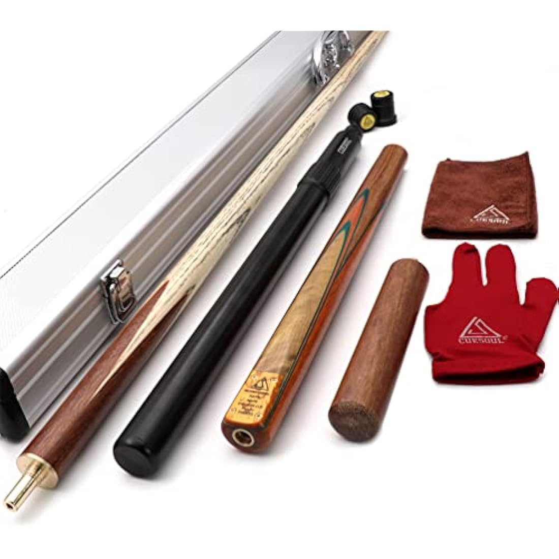 CUESOUL 57" Handcrafted 3/4 Snooker Cue Set with Case and Extension