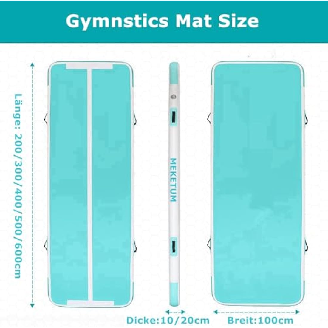 MEKETUM Inflatable Air Tumble Track Gymnastic Mat with Electric Pump