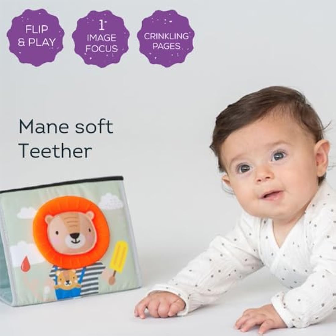 Taf Toys Savannah Tummy-Time Sensory Baby Book with Mirror & Teether