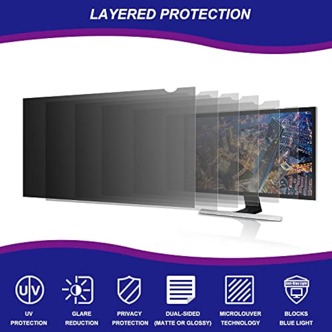 AiMok 24 Inch 16:9 Computer Privacy Filter | Anti-Blue Light Screen Protector