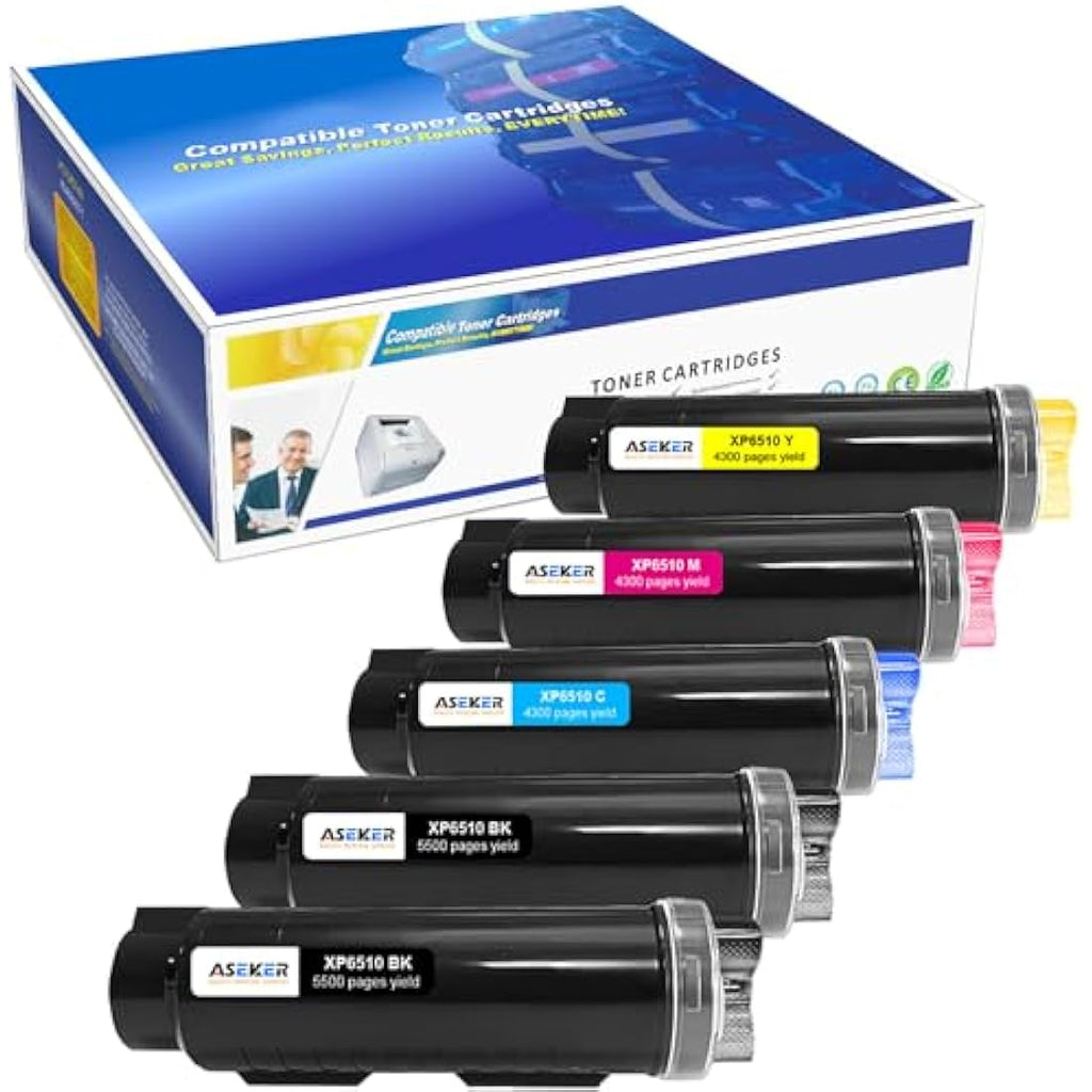 ASEKER High-Yield Toner Cartridge 5-Pack for WorkCentre 6515 Phaser 6510