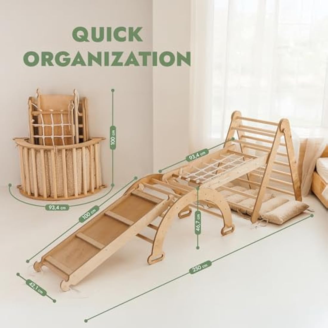 5-in-1 Montessori Wooden Climbing Frame for Toddlers