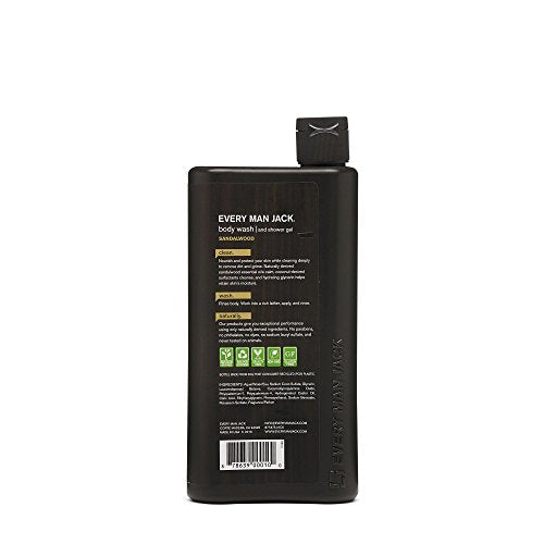 Every Man Jack Body Wash – Sandalwood Natural Men's Shower Gel, 500 ml