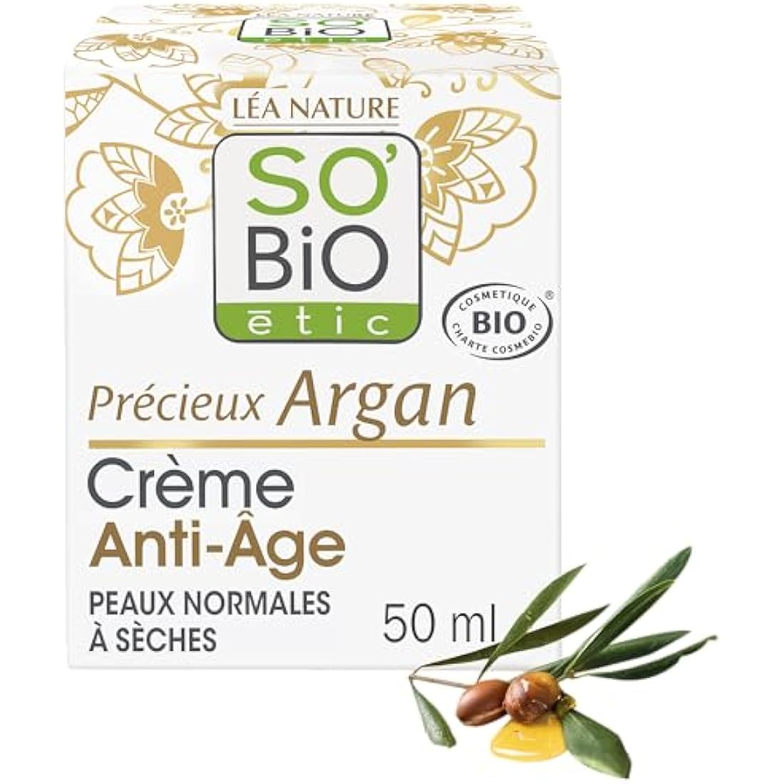 SO'BiO étic Anti-Aging Day Cream – Firming Argan Oil Moisturizer, 50ml