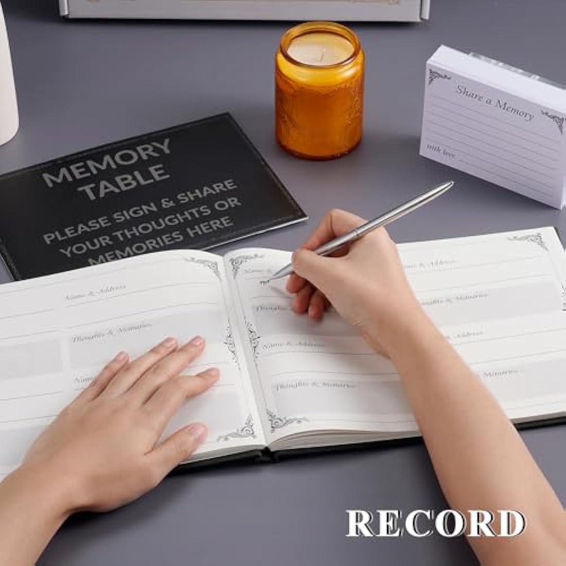 Jolof Store Funeral Guest Book – Leather Memorial Memory Book with Pen