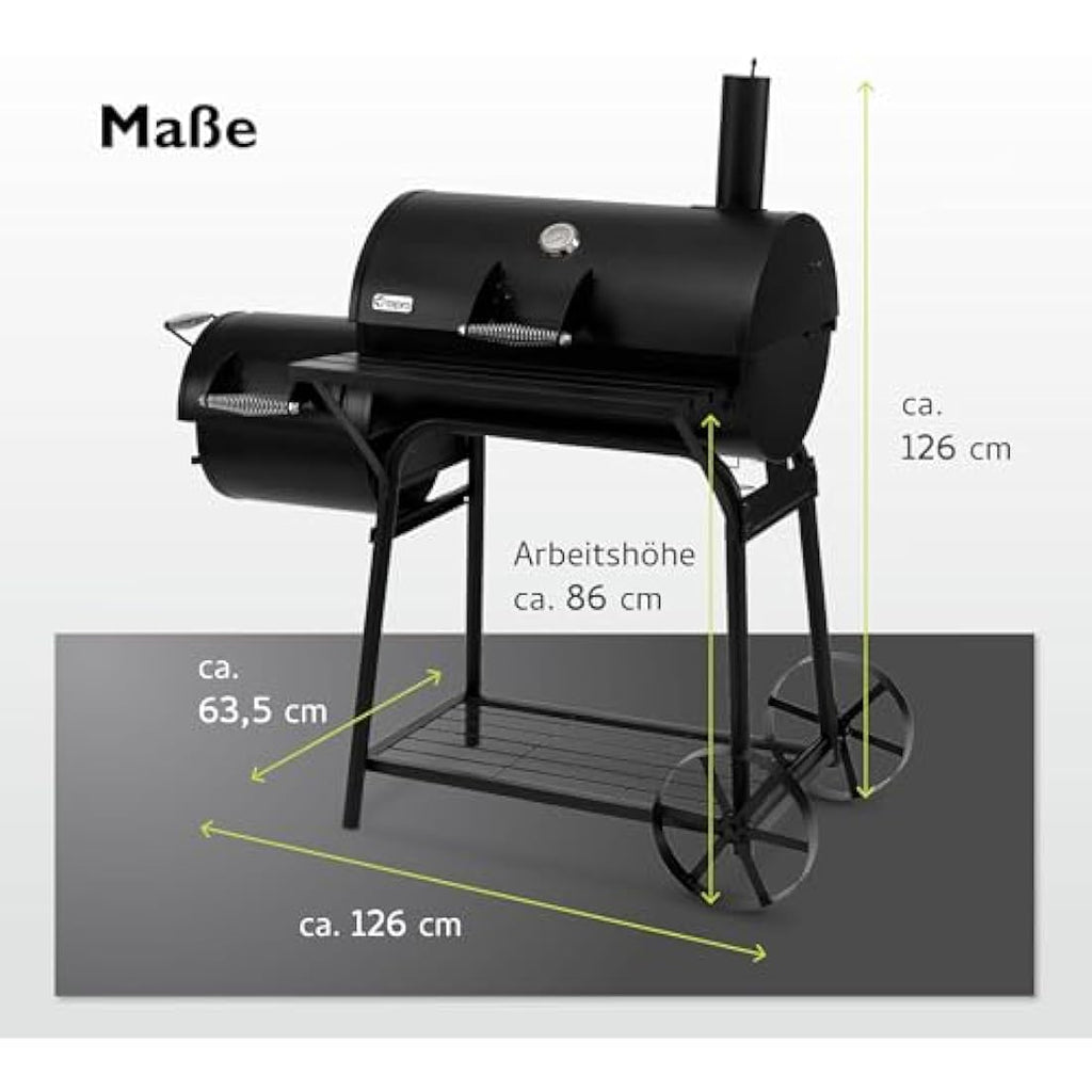 Tepro Biloxi Offset BBQ Pit Barrel Smoker – Charcoal Outdoor Grill