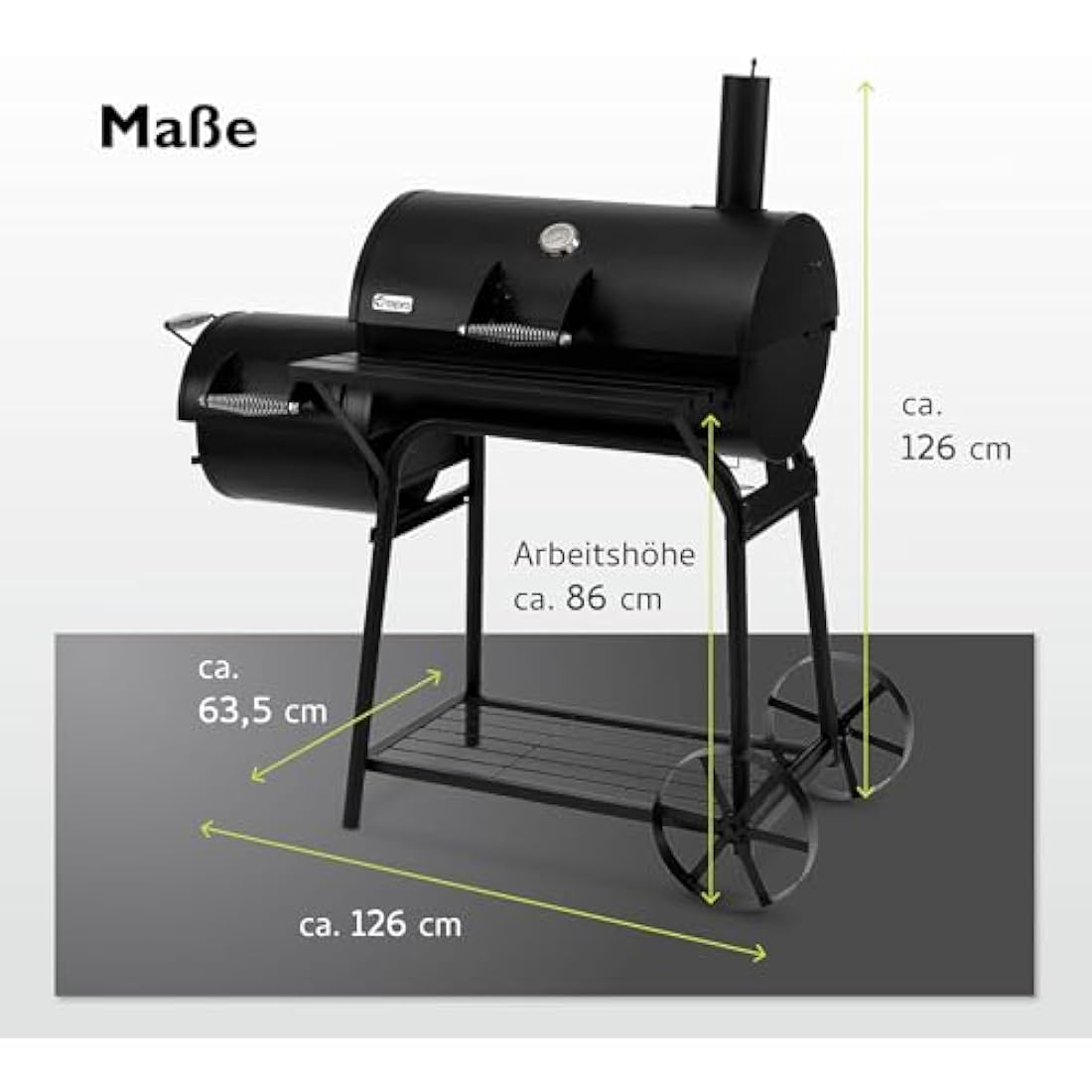 Tepro Biloxi Offset BBQ Pit Barrel Smoker – Charcoal Outdoor Grill
