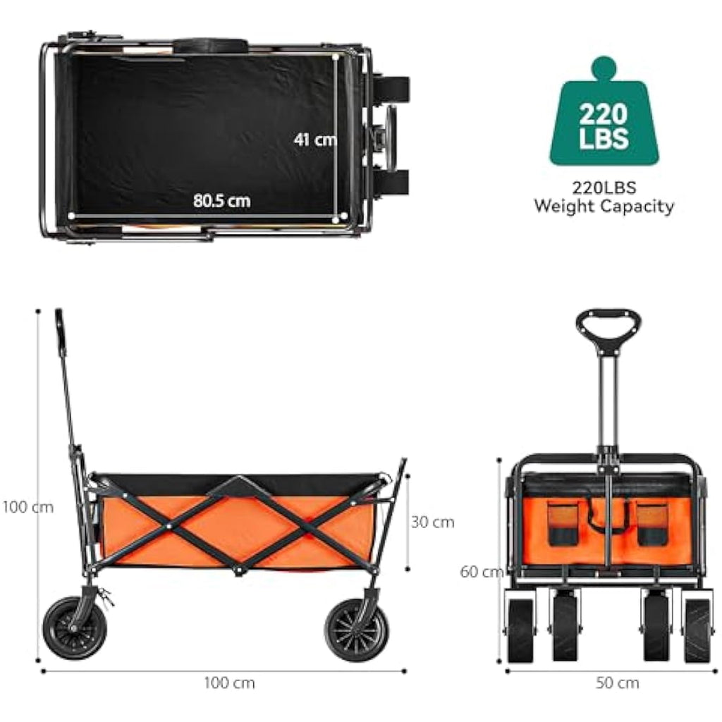 YITAHOME Folding Beach Wagon with Table | All-Terrain Utility Trolley