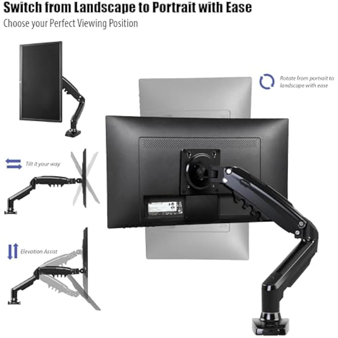 Invision MX150 Monitor Arm – Ergonomic Gas Spring Mount for 17–27” Screens