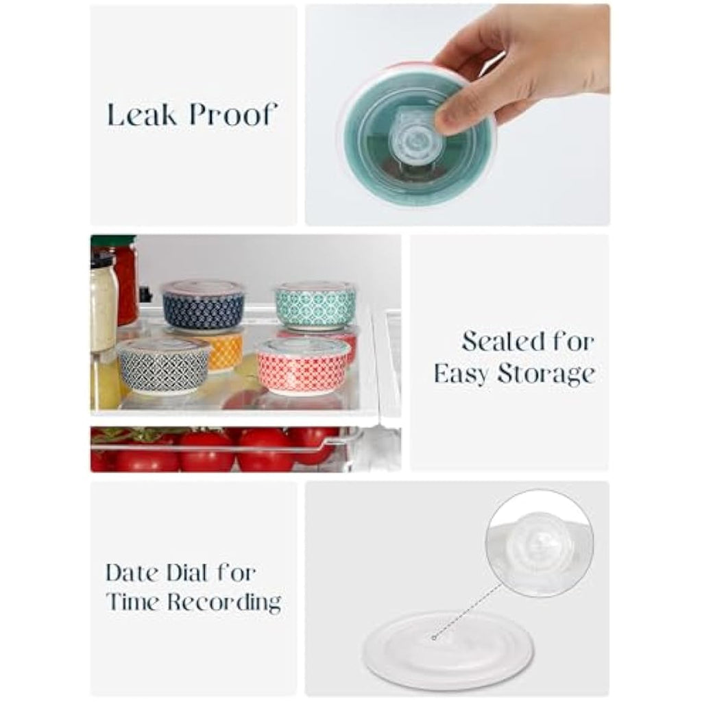 DOWAN 6 oz Ceramic Ramekins with Lids – 6 Pack Porcelain Baking Dishes