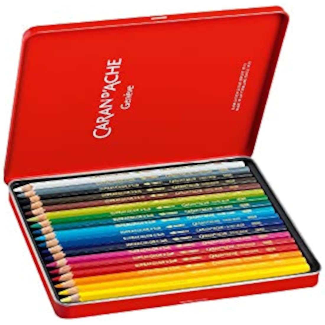 Caran d'Ache Water-Soluble Colored Pencils - 18 Assorted Colors Tin