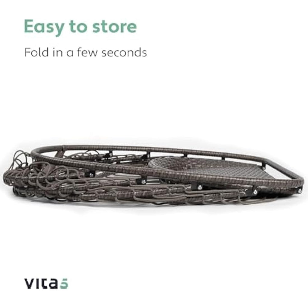 Vita5 Foldable Hanging Egg Chair with Frame | Polyrattan - Dark Grey