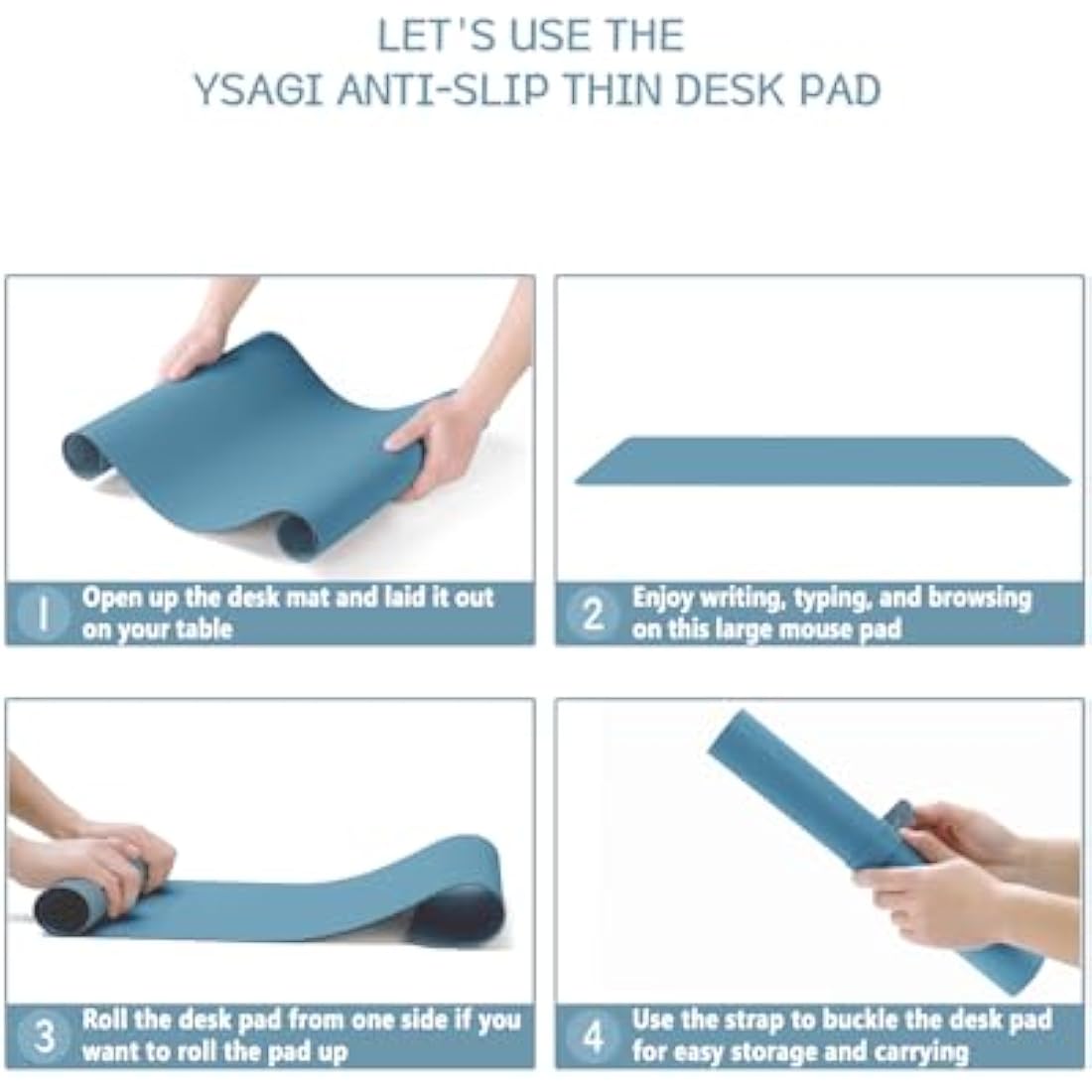 YSAGi PVC Leather Desk Pad – Waterproof Non-Slip Writing Mat, Azure