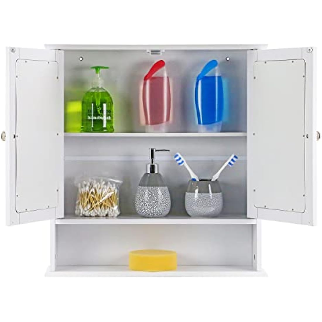 Taylor & Brown White Double Mirrored Door Bathroom Wall Cabinet