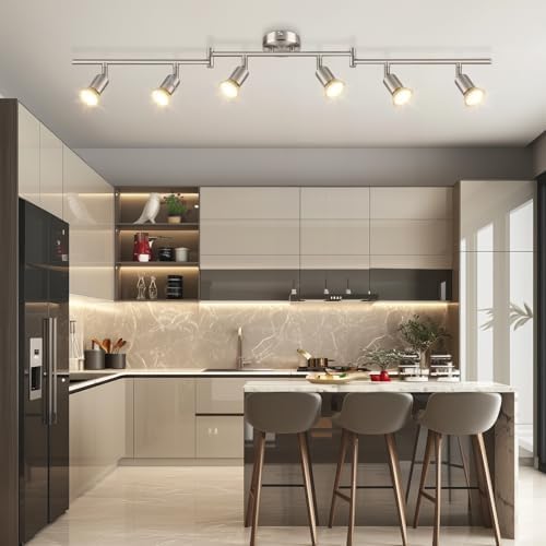 Dehobo 6-Way Ceiling Spotlight – Matte Nickel Adjustable GU10 Track Light