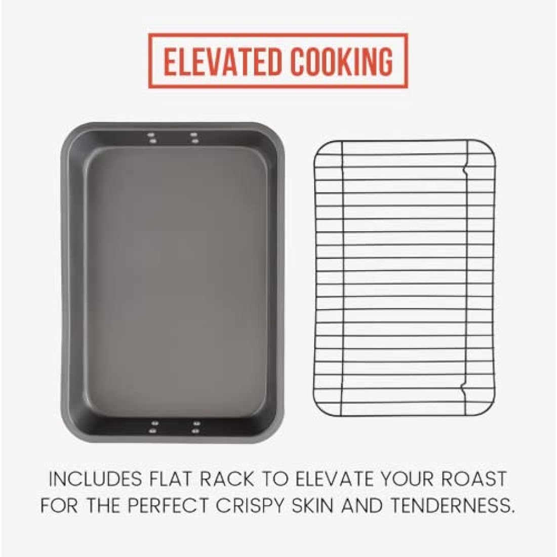 Chef Pomodoro Nonstick Carbon Steel Roasting Pan with Rack, 16 x 11-Inch
