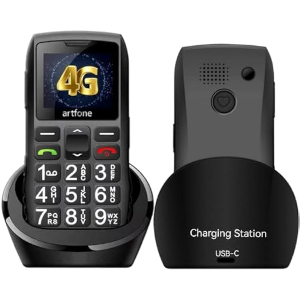 artfone C1+ 4G Big Button Mobile Phone for Seniors | SOS & Charging Dock