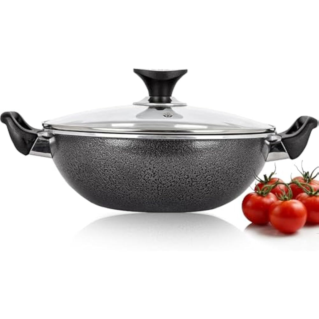 Jolof Store 32cm Non-Stick Induction Wok with Lid | Cast Aluminum Stir-Fry Pan