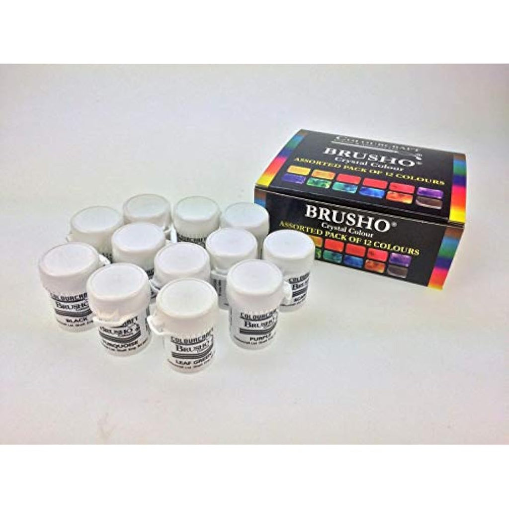 Brusho Crystal Colour Powder - Assorted 12 Pack - Non-Toxic Art Paint