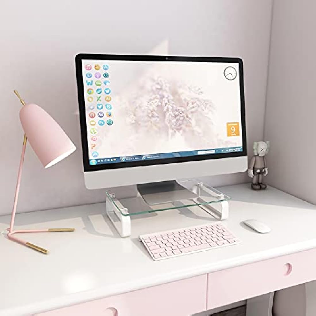 Hemudu Tempered Glass Monitor Stand Riser – Clear Desktop Laptop Stand