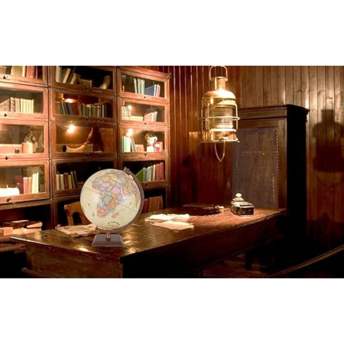 30cm Antique World Globe | Vintage Map with Wooden Base