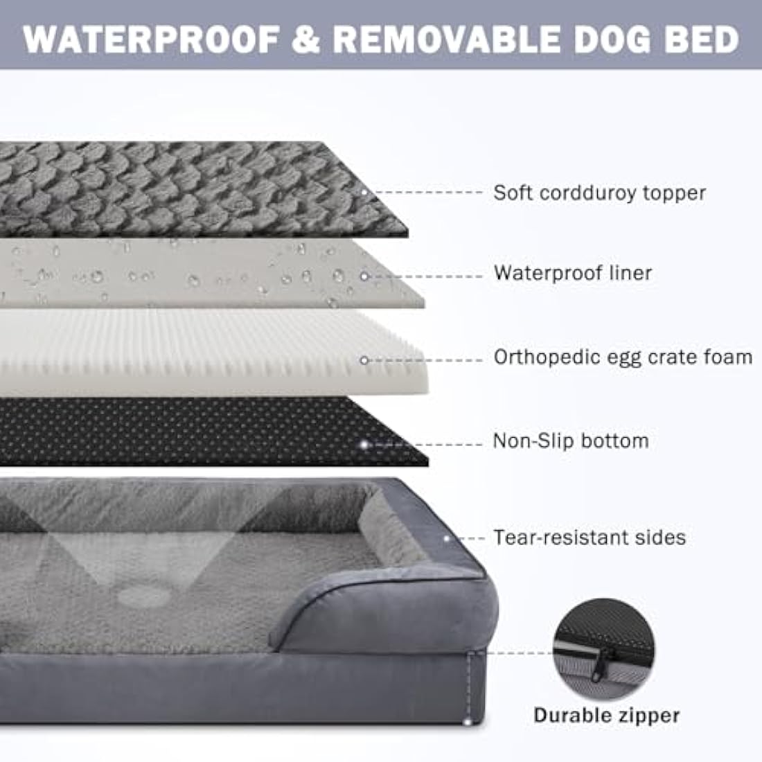 JOEJOY Orthopedic Memory Foam Dog Bed - Large Washable Pet Sofa
