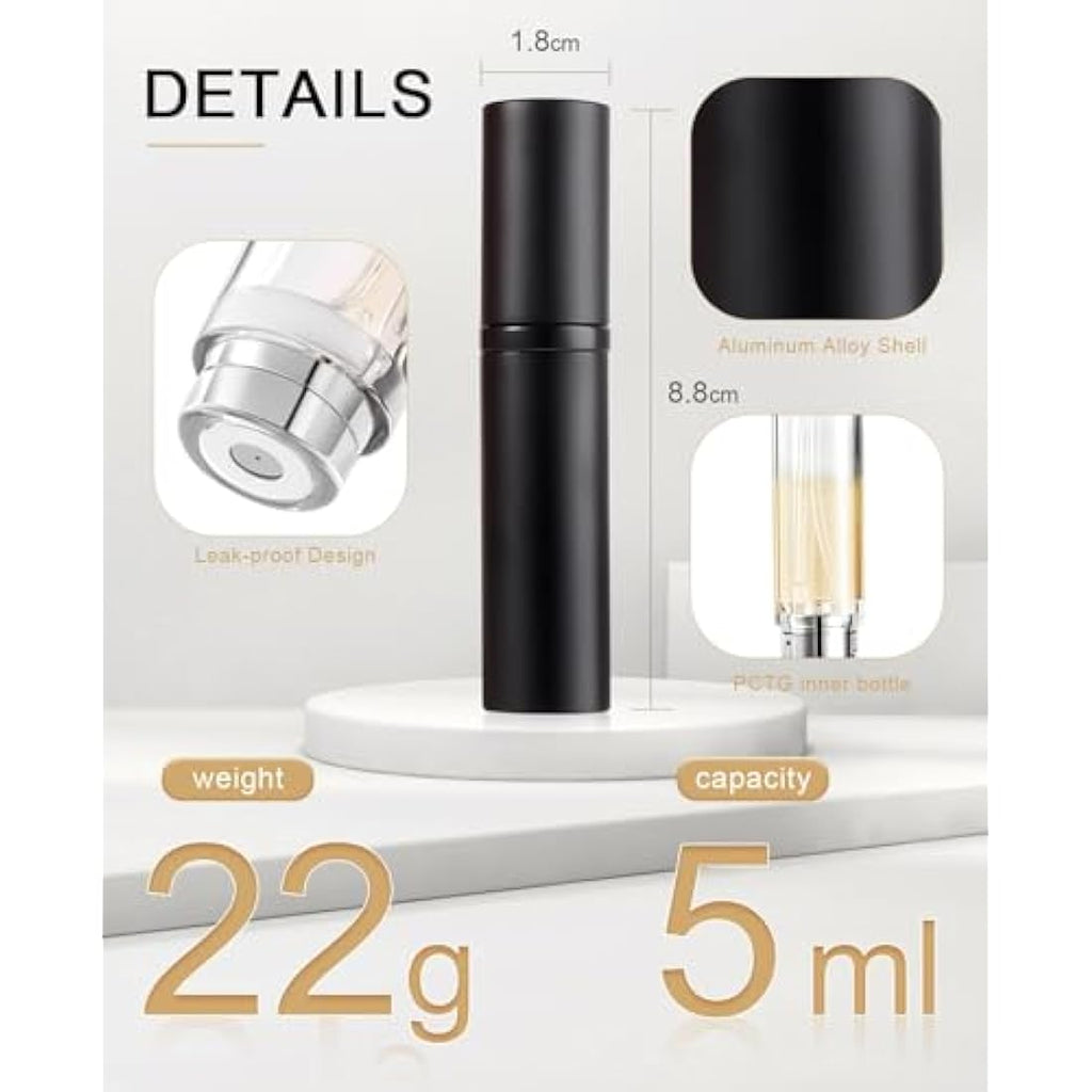 BRARIOS Refillable Perfume Atomiser – 5ml Portable Travel Spray, Gold