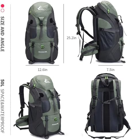 Jolof Store 50L Hiking Backpack – Water Resistant Lightweight Daypack